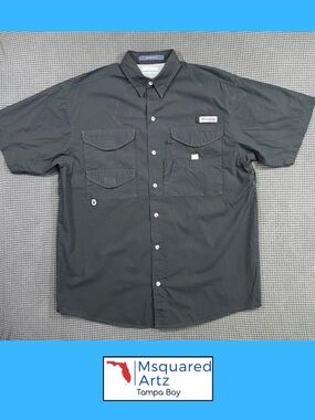 Columbia Bonehead Black Fishing Shirt Short Sleeve Vented Small